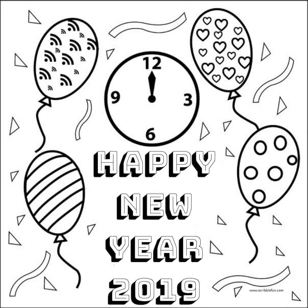 Happy New Year 2019 Coloring Pictures To Print