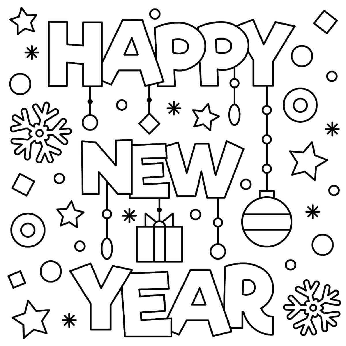 Happy New Year Coloring Page