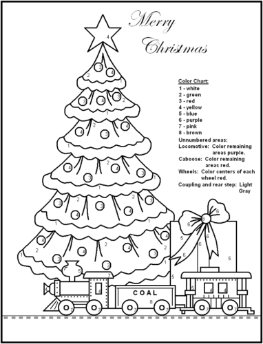 Merry Christmas Coloring By Number Activity Sheets