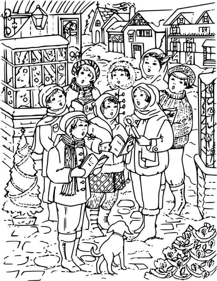 Printable Christmas Carolers Coloring Pages