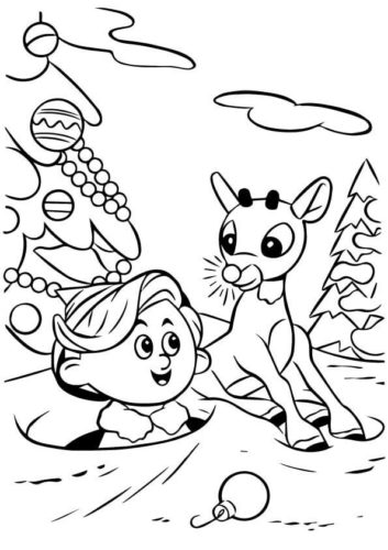 Rudolph And Elf Coloring Page