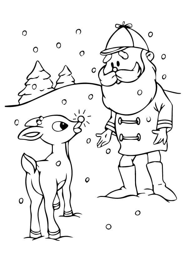 Rudolph With Elf Coloring Page