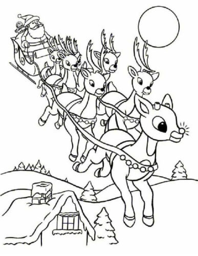 Rudolph With The Reindeer Coloring Page