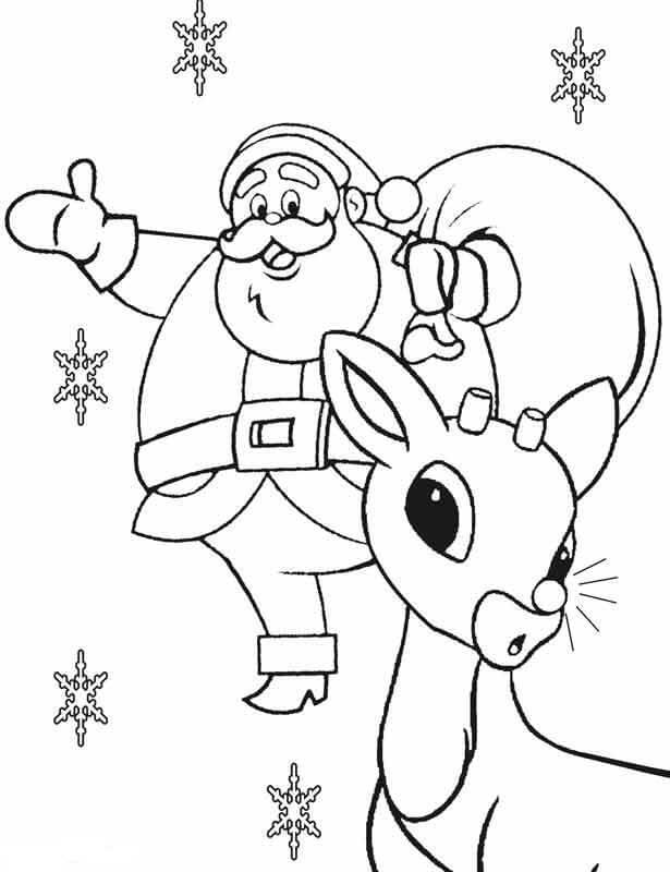 Santa And Rudolph Red Nosed Reindeer Coloring Page
