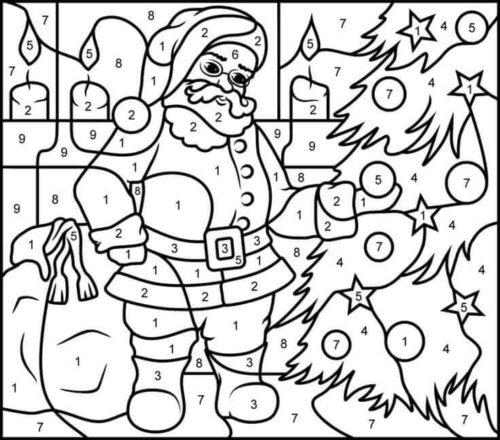 Santa Colour By Number Activity Sheets