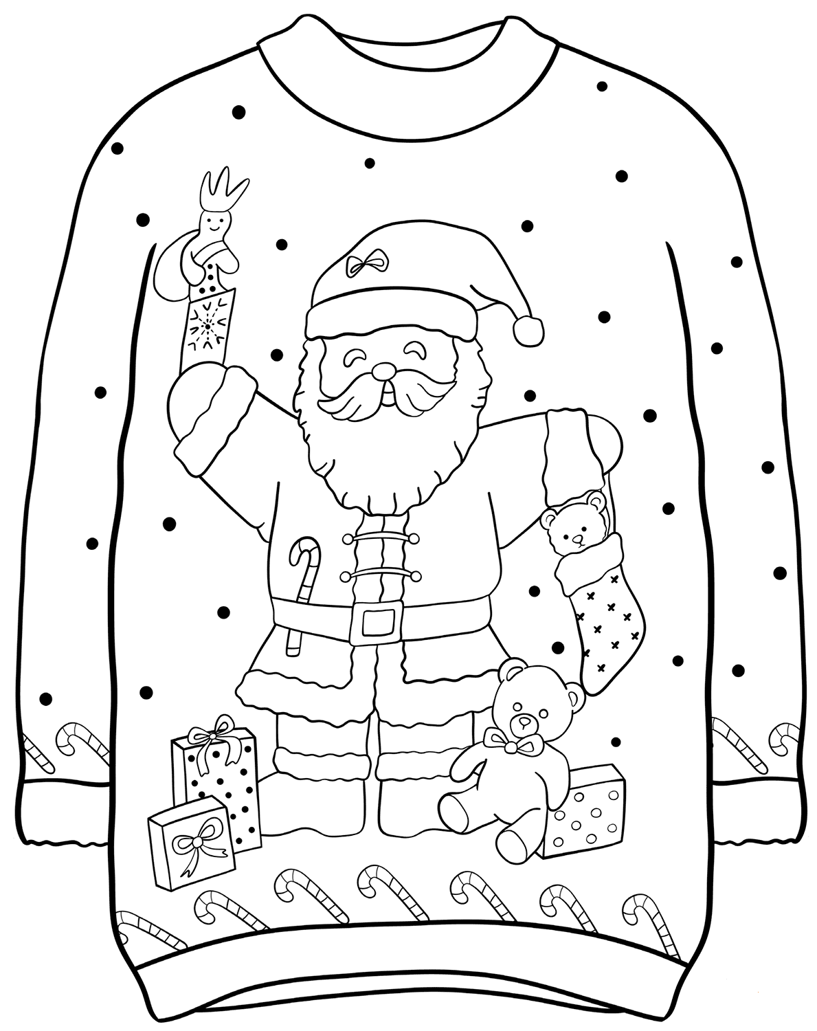 Santa With Gifts Christmas Coloring Page