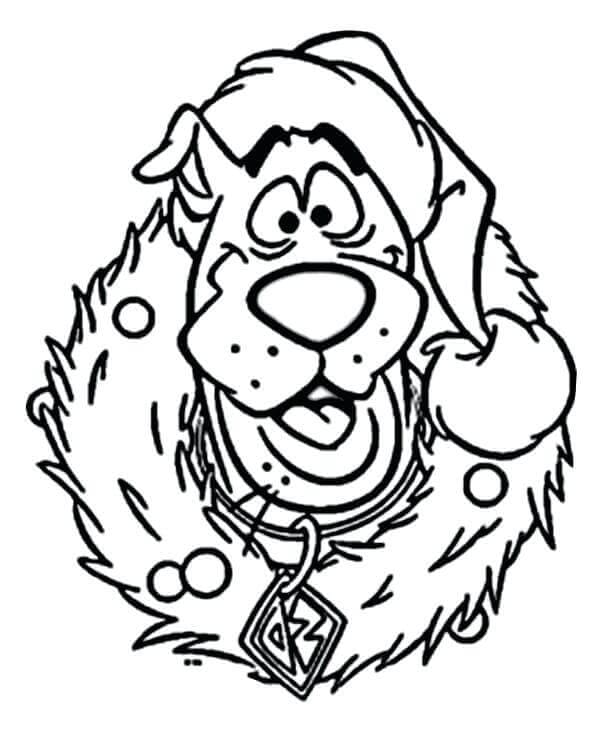 Scooby Doo In Christmas Wreath Coloring Image