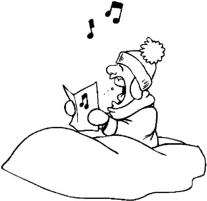 Sleepy Caroler Coloring Picture