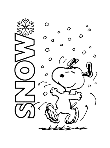 Snoopy Enjoying Snow Coloring Page
