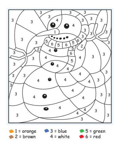 Snowman Color By Number Activity Sheet