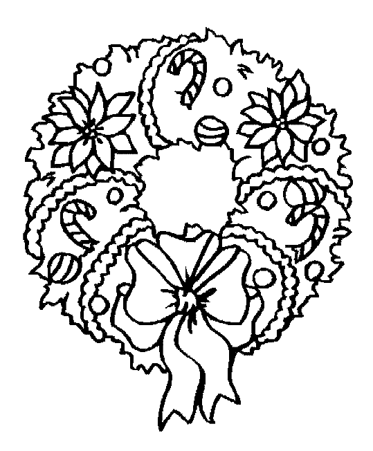 Traditional Christmas Wreath Coloring Page