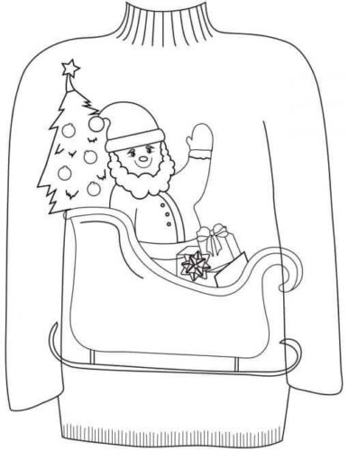 Ugly Christmas Sweater Coloring Pages Free Printable