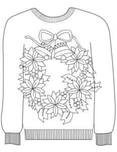 Ugly Christmas Sweater With Wreath Design Coloring Page Ugly Christmas Sweater With Wreath Design Coloring Page