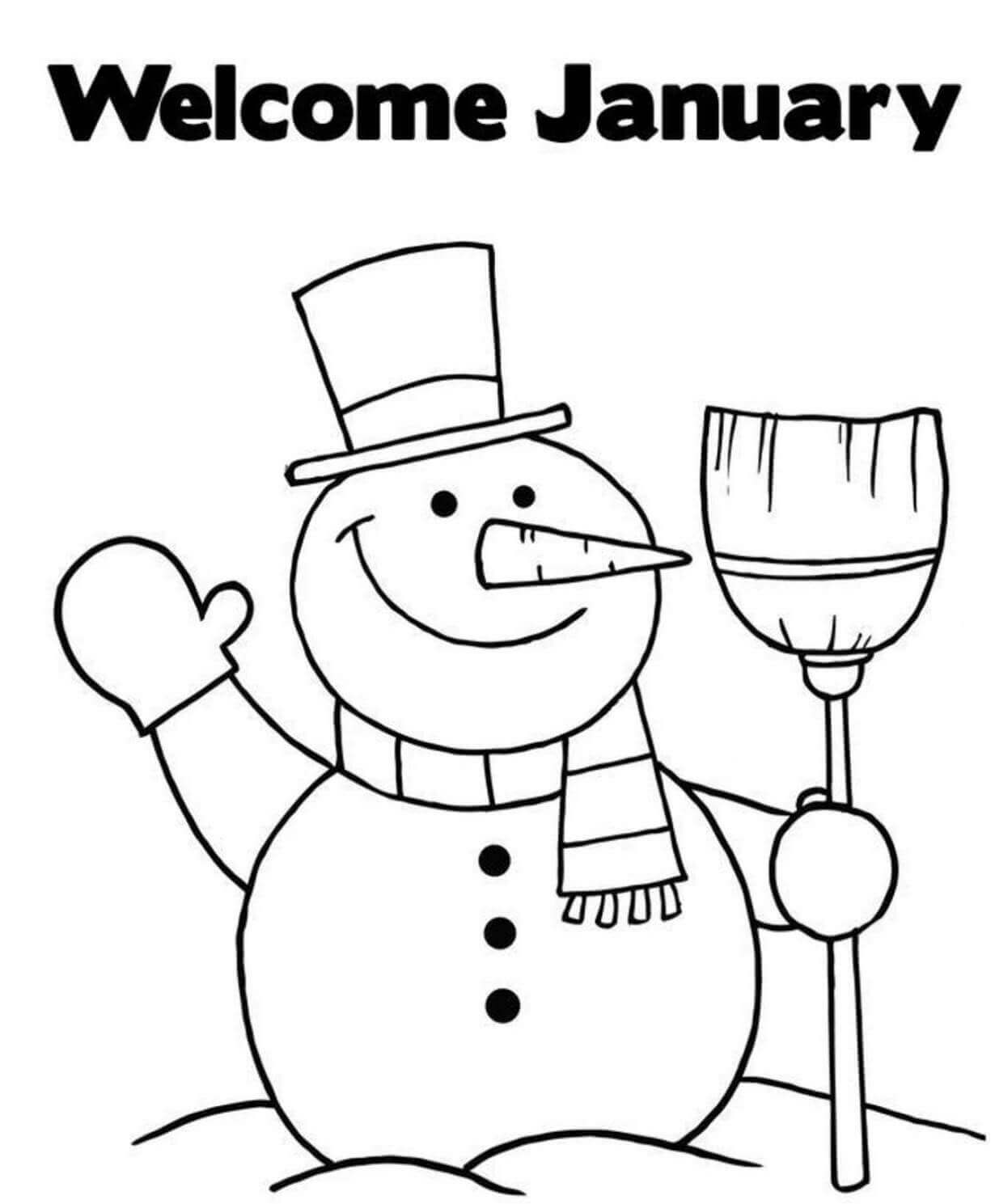 Welcome January Coloring Page