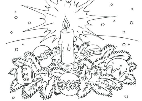 Wreath And Light Coloring Sheet