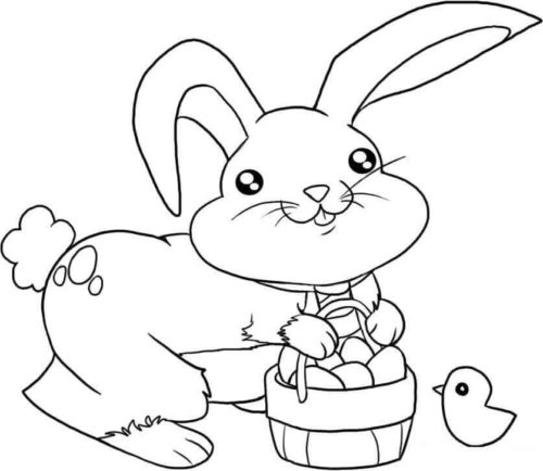 Bunny With Easter Eggs Coloring Page
