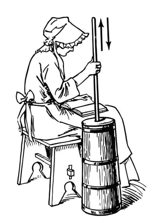 Churning Butter Kansas Day Coloring Pages To Print