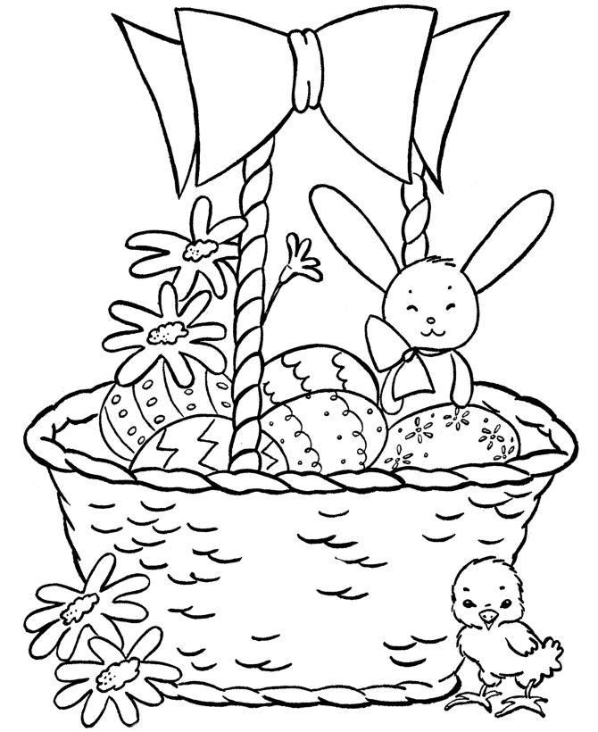 Cute Easter Egg Basket Coloring Page