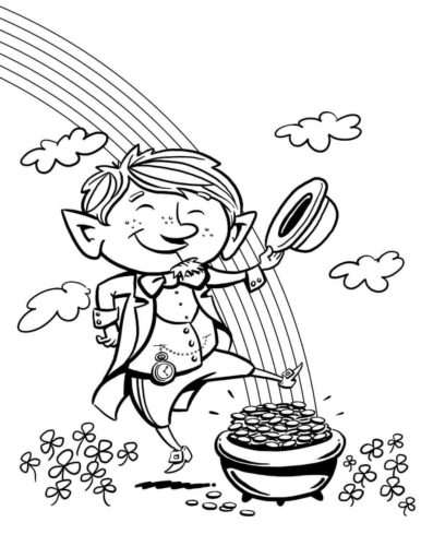 Dancing Leprechaun Coloring Image