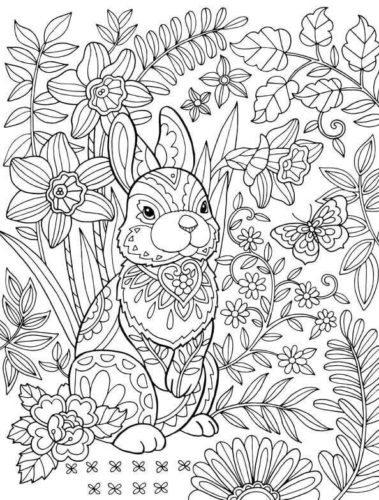 Easter Bunny Coloring Page For Adults