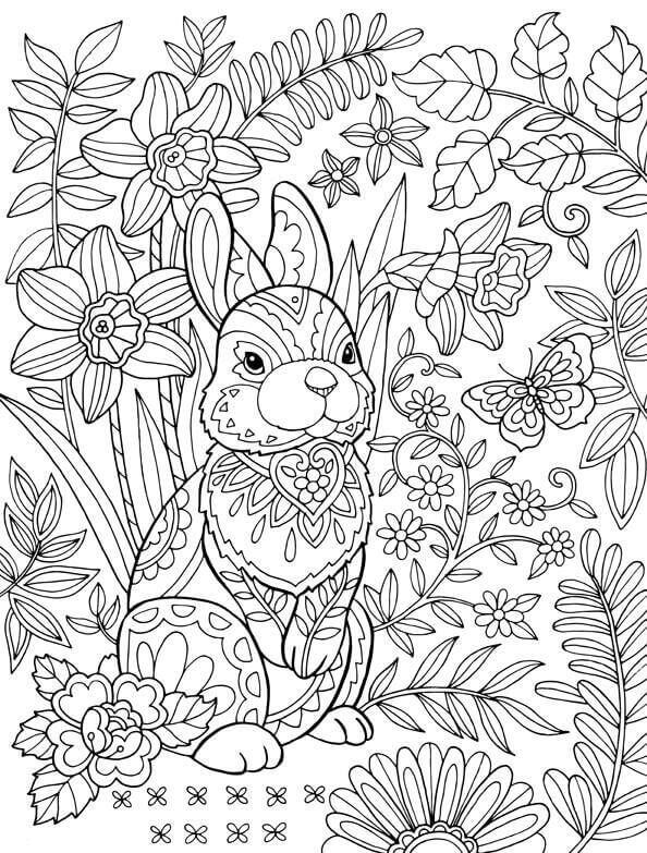 Easter Bunny Coloring Page For Adults