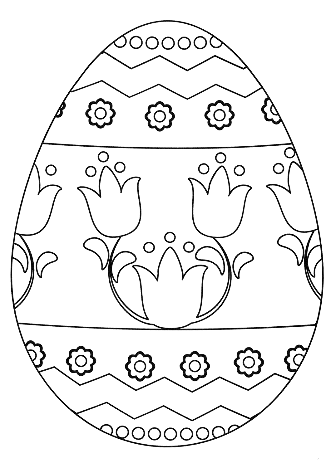 Easter Egg With Floral Pattern Coloring Page