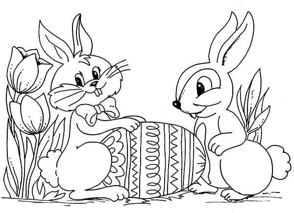 Easter Egg and Bunny Coloring Picture