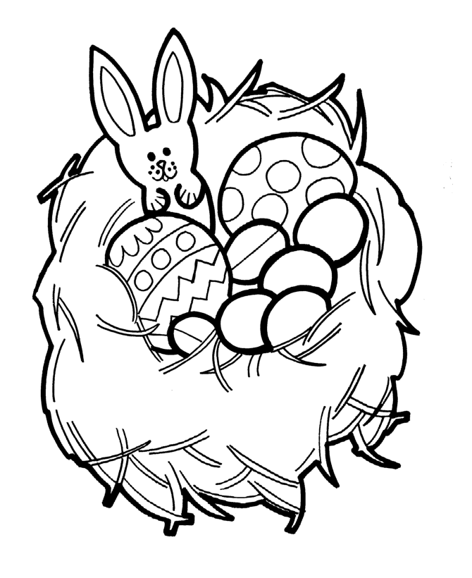 Easter Eggs And Bunny Coloring Page