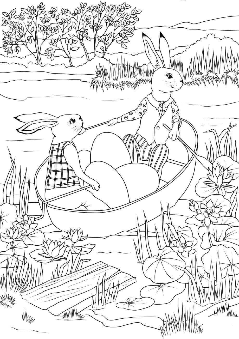 Easter Rabbits Coloring Pages