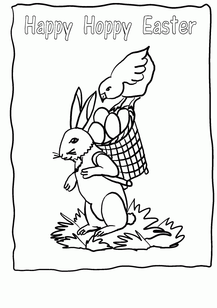 Happy Easter Bunny Coloring Page