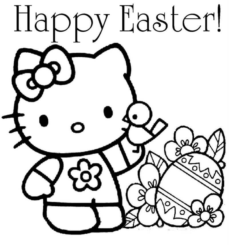 Hello Kitty With Easter Egg Coloring Page