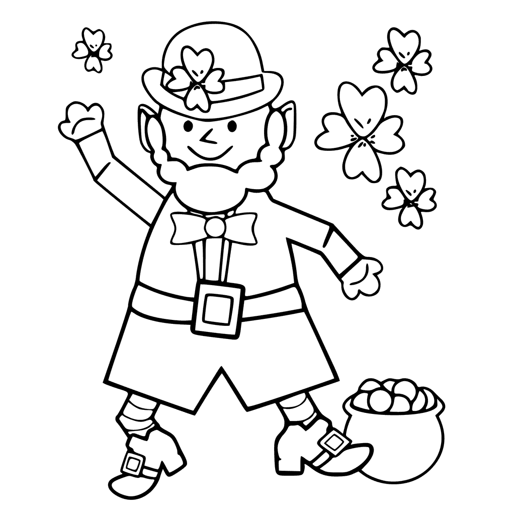 Cute Free Leprechaun Coloring Pages with simple drawing Coloring