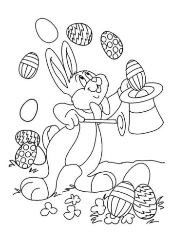 Magician Easter Bunny Coloring Page