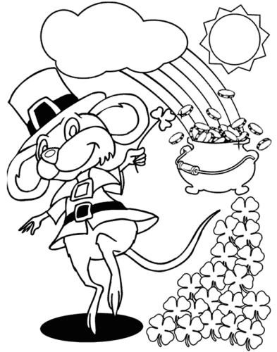 Mouse As Leprechaun Coloring Page