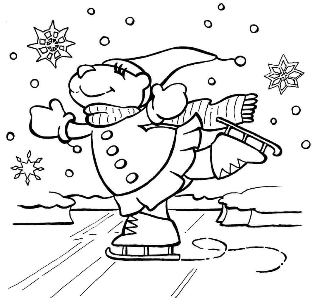 Skating In Snow Coloring Page