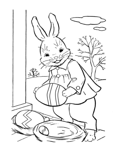 Vintage Easter Bunny Coloring Page