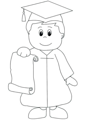 Boy On Kindergarten Graduation Day Coloring Page