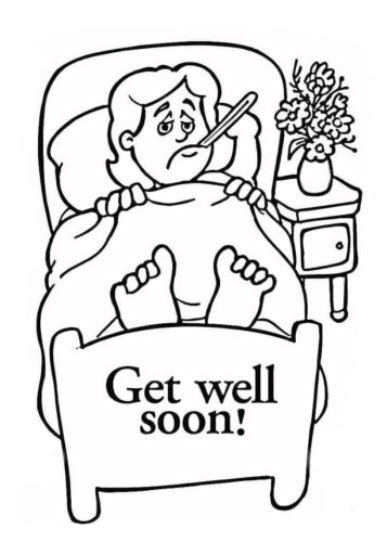 Get Well Soon Girl Coloring Page