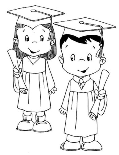 Kindergarten Graduate Kids Coloring Page