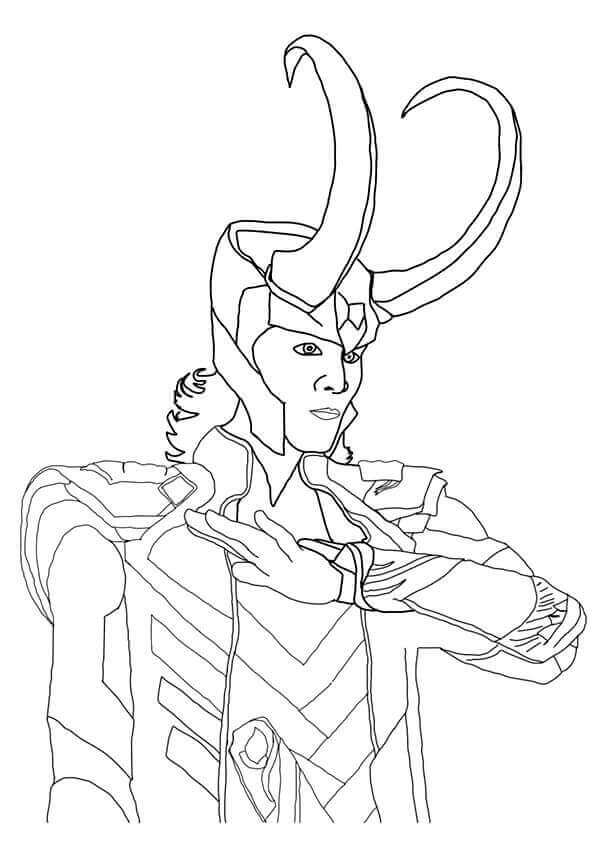 Loki From Avengers 2012 Film Coloring Page