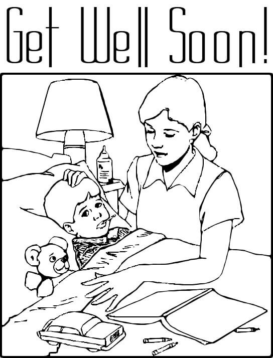 Mother Tending Child Coloring Page