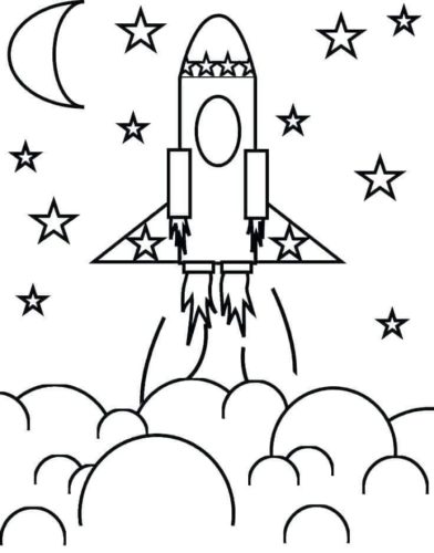 Rocket Leaving Earth Coloring Page