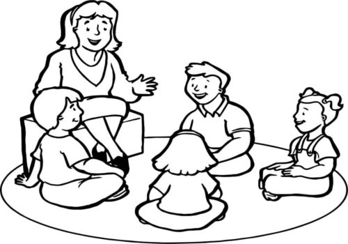 Teacher Narrating Story Coloring Page