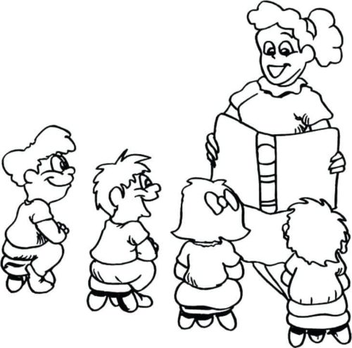 Teacher Students Coloring Page