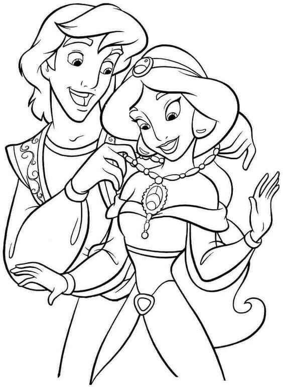 Aladdin And Jasmine Coloring Pages