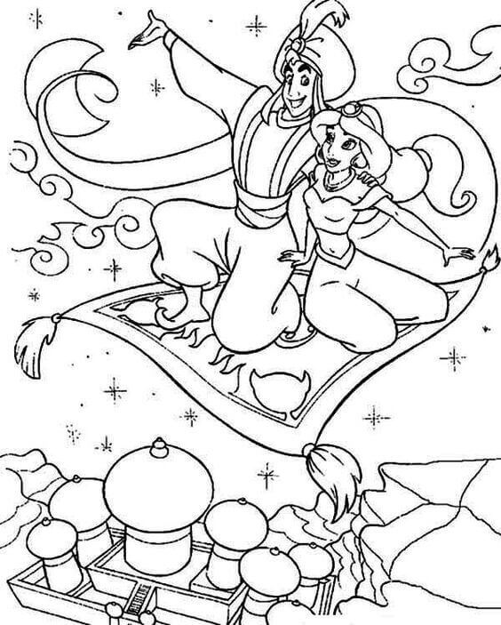 Aladdin Showing Agrabah To Jasmine Coloring Page