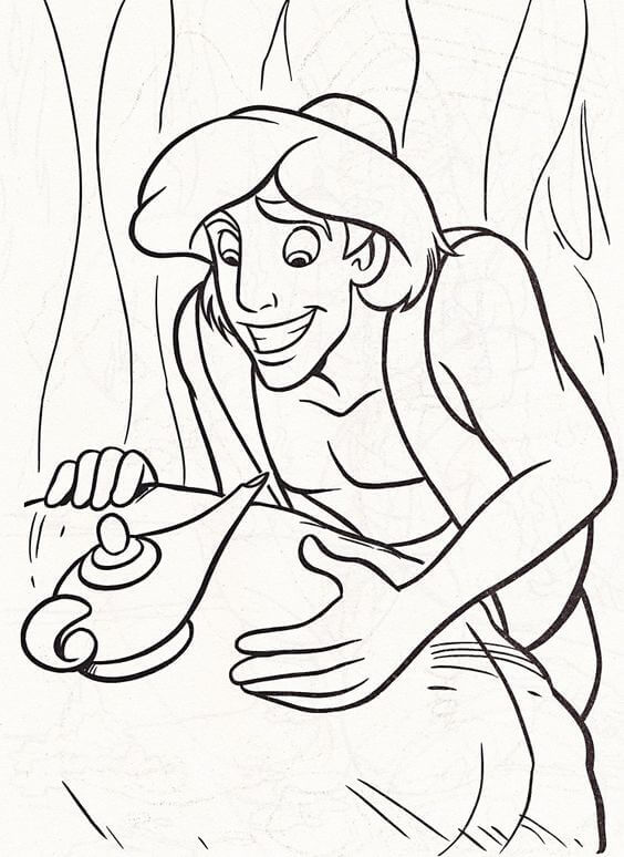 Aladdin With The Magic Lamp Coloring Page