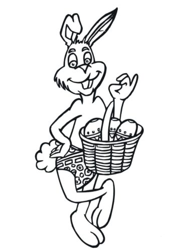 Bunny With Easter Egg Basket Coloring Page