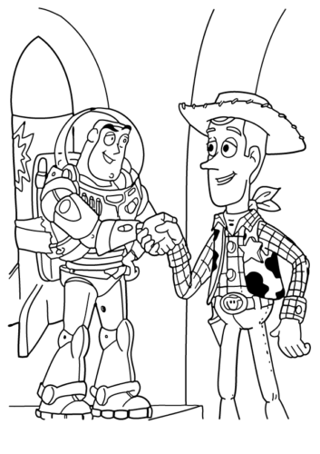 Buzz And Woody From Toy Story Coloring Page