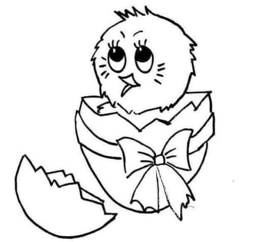 Chick Hatching From Easter Egg Coloring Page